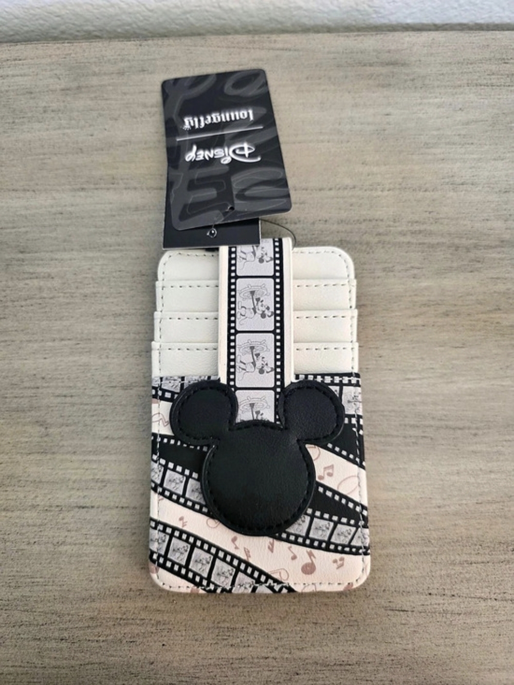 Disney Steamboat WILLIE Loungefly ID And Credit Card Wallet White & Black NWT
